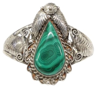 SOUTHWEST-STYLE STERLING SILVER & MALACHITE CUFF