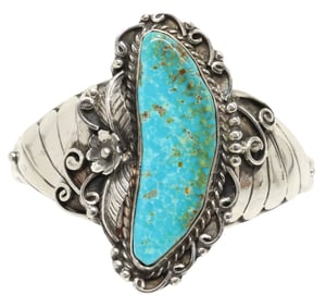 SOUTHWEST-STYLE STERLING SILVER & TURQUOISE CUFF