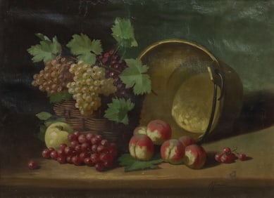 CONTINENTAL SCHOOL OIL PAINTING STILL LIFE WITH FRUIT