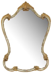 VENETIAN LOUIS XV STYLE PARCEL GILT & PAINTED WALL MIRROR