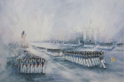 BEN MAILE (1922-2017) SIGNED PRINT WEST POINT 'GRADUATION PARADE'