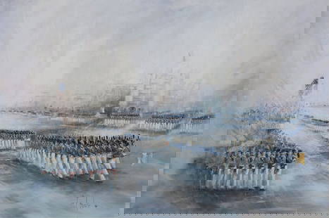 BEN MAILE (1922-2017) SIGNED PRINT WEST POINT 'GRADUATION PARADE': Framed offset print on paper, &quot;Graduation Parade&quot; (The United States Military Academy, West Point, New York),&nbsp;signed lower right Ben Maile (British, 1922-2017), numbered 1,689/ 3,000, s