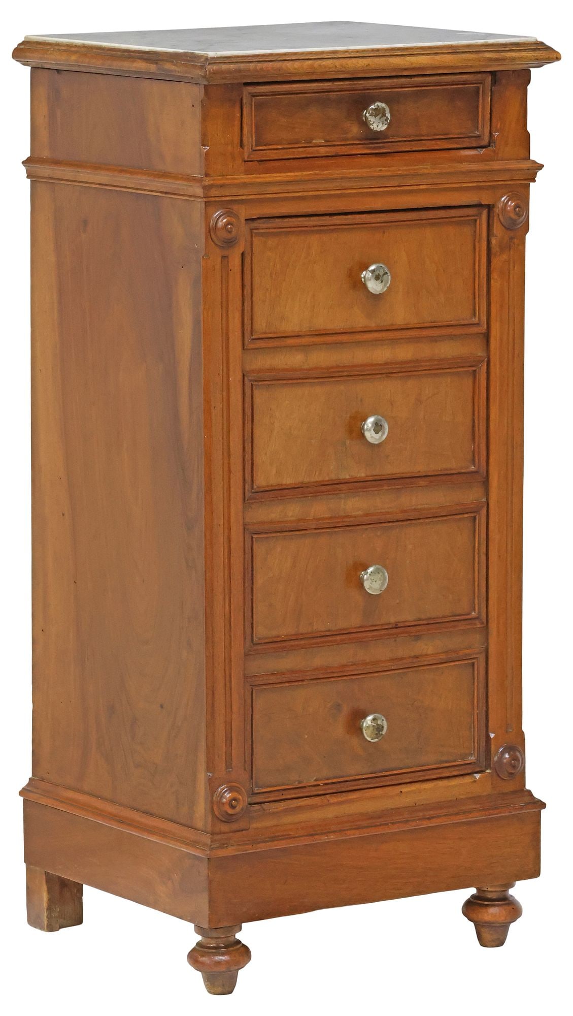FRENCH LOUIS PHILIPPE MARBLE-TOP WALNUT NIGHTSTAND (1 of 5)