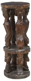 AFRICAN CARVED HARDWOOD FIGURAL STOOL