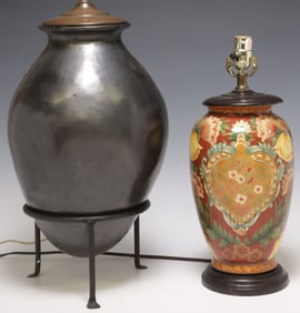 (2) VASIFORM TABLE LAMPS, 1 CONVERTED FROM MEXICO BLACKWARE JAR