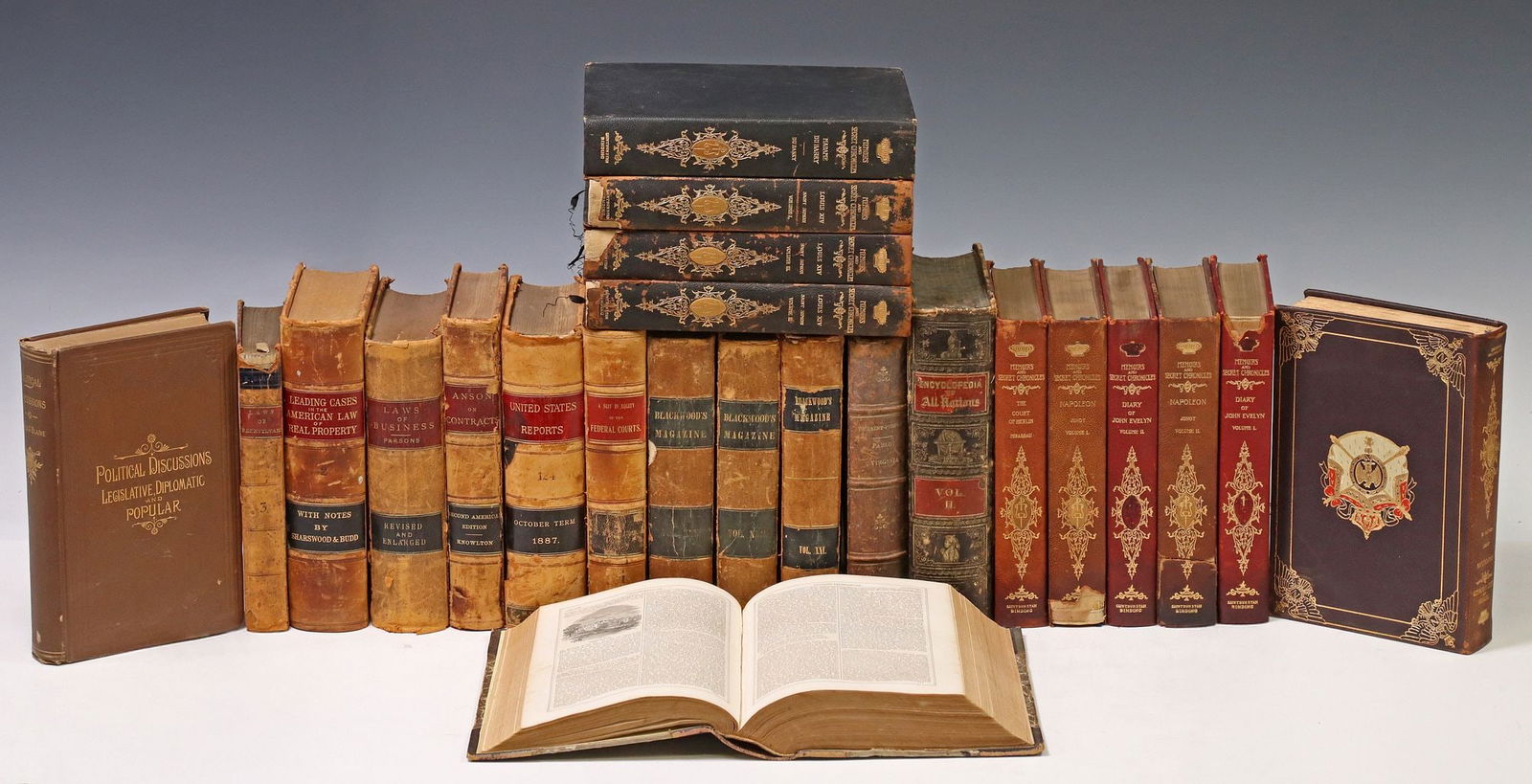 (23) LEATHER-BOUND LIBRARY SHELF BOOKS: LAW & HISTORY SUBJECTS (1 of 10)