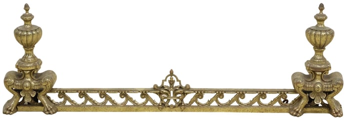 FRENCH LOUIS XVI STYLE BRASS FIREPLACE FENDER