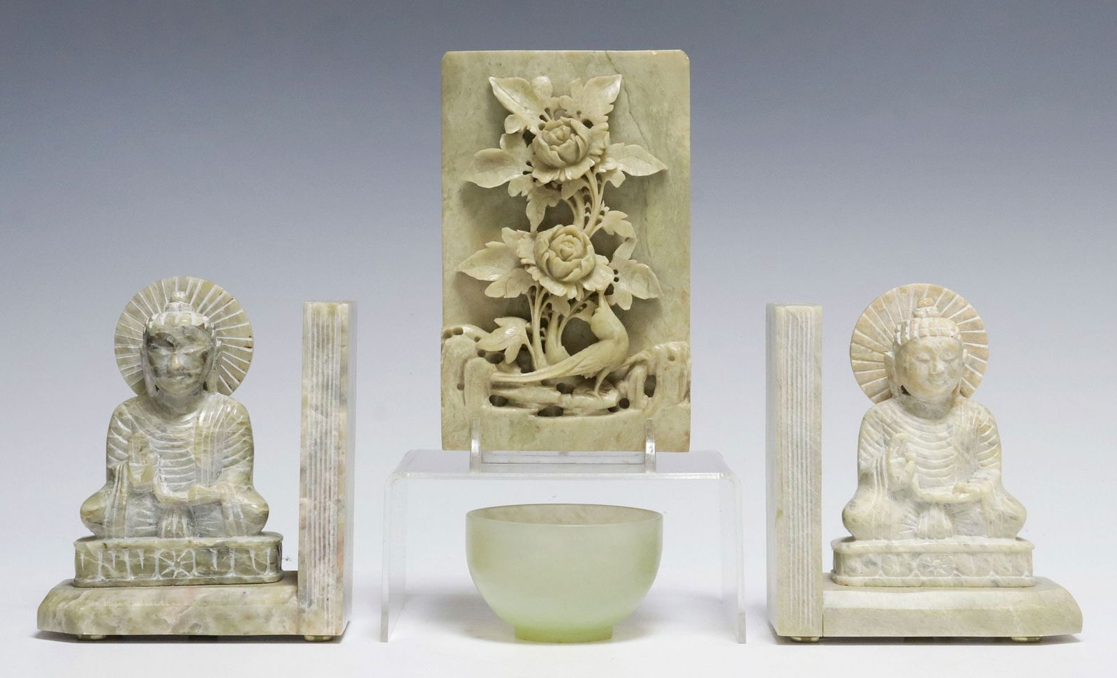 (4) ASIAN CARVED STONE CABINET ITEMS (1 of 5)