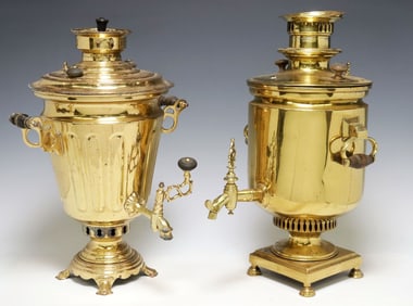 (2) RUSSIAN BRASS SAMOVARS