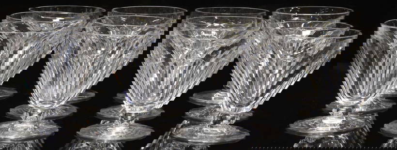 (12) BACCARAT 'PERIGORD' & 'TALLYRAND' CLARET WINE GLASSES: (lot of 12) French Baccarat crystal claret wine glasses, similar patterns with a panel-cut bowl, including: (4) in the "Tallyrand" pattern, (8) in the "Perigord" pattern, approx 4"h, 3 5/8"diam;