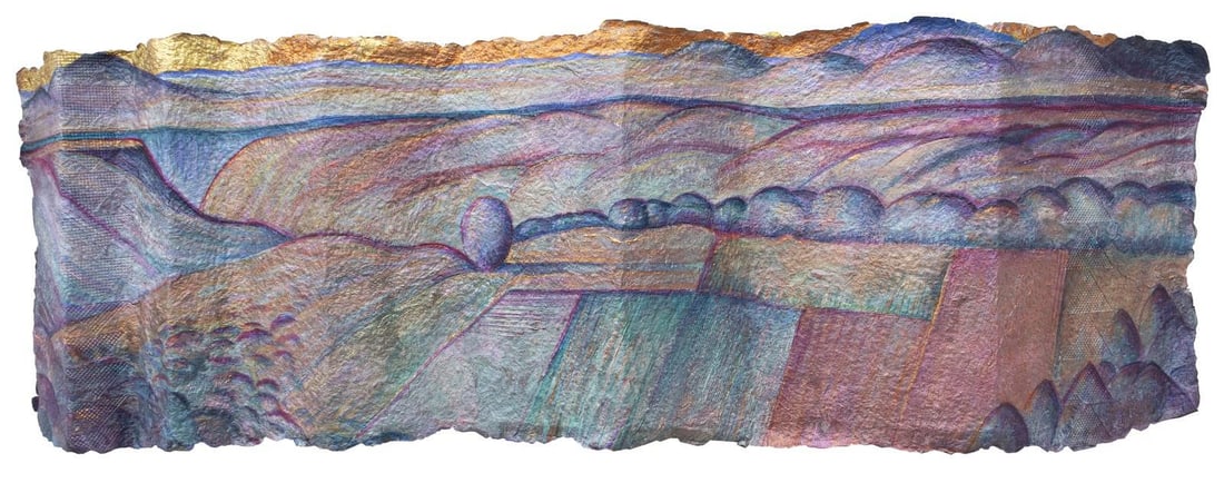 PRISCILLA ROBINSON (B.1948) MIXED MEDIA PAINTING ON HANDMADE PAPER (1 of 2)