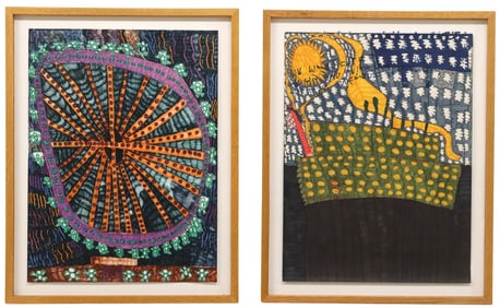 (2) MARK COLE GREENE (TEXAS, 1955-2005) ABSTRACT INK DRAWINGS