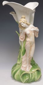 LARGE ITALIAN ART NOUVEAU FLORIFORM WOMAN VASE, 25.5"H
