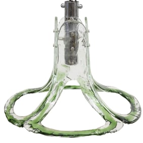 ITALIAN MURANO GLASS & CHROMED STEEL 1-LIGHT CEILING PENDANT