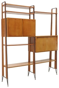 ITALIAN MID-CENTURY MODERN MODULAR TEAK 2-UNIT BOOKCASE