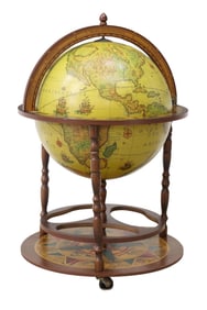 TERRESTRIAL GLOBE-FORM BAR CART WITH ZODIAC MOTIFS