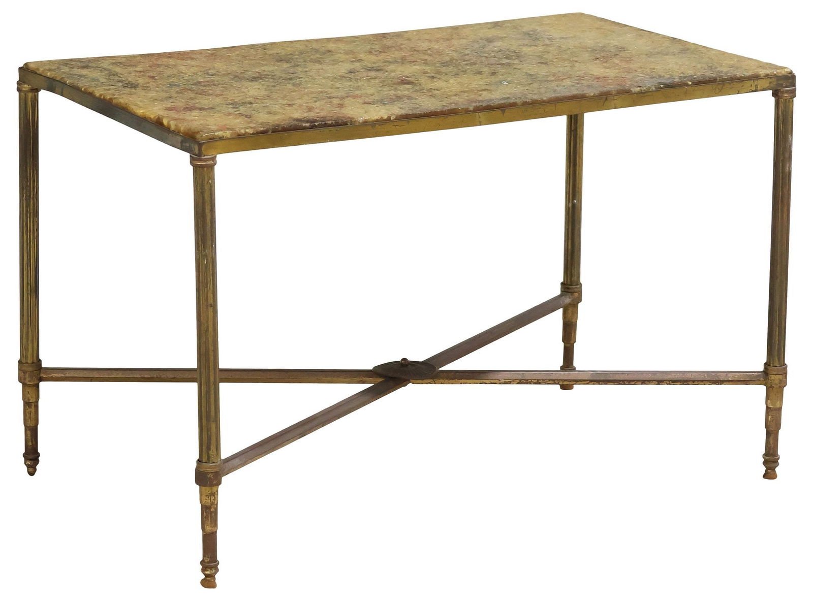 FRENCH RECTANGULAR BRASS & COMPOSITE COFFEE TABLE (1 of 4)