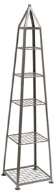 CONTEMPORARY OBELISK-FORM FIVE-TIER METAL PLANT STAND