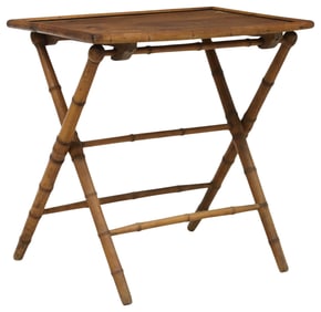 FRENCH FAUX BAMBOO FOLDING CARD TABLE
