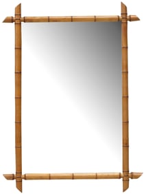 FRENCH TURNED WOOD FAUX BAMBOO WALL MIRROR