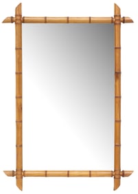 FRENCH TURNED WOOD FAUX BAMBOO WALL MIRROR