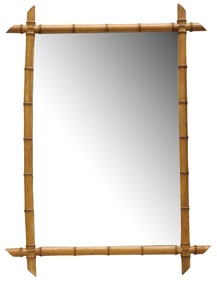 FRENCH TURNED WOOD FAUX BAMBOO WALL MIRROR