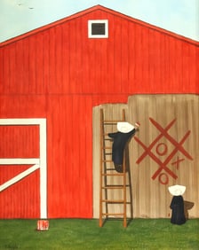 FRANK WHIPPLE (1923-2016) WIMPLE NUNS TIC-TAC-TOE, 10" X 8"