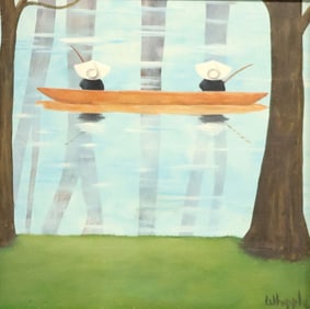 FRANK WHIPPLE (1923-2016) WIMPLE NUNS FISHING, 5" X 5"