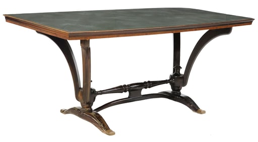 ITALIAN MID-CENTURY MODERN GLASS-TOP DINING TABLE