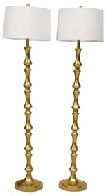 (2) CONTEMPORARY JONATHAN Y GOLD-LEAFED STEEL 1-LT FLOOR LAMPS