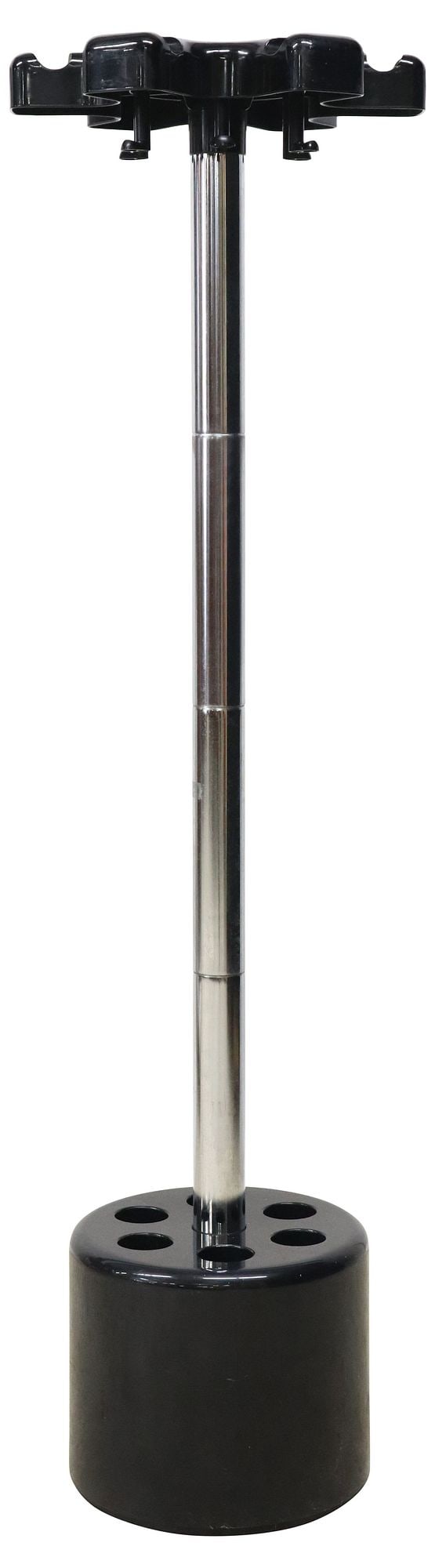 ITALIAN MODERN VELCA LEGNANO 'MODEL VIP' HALL TREE: Italian Modern "Model VIP" hall tree, c.1970s, designed by Roberto Lucci (Italian, b.1942) and Paolo Orlandi (Italian, b.1941) for Velca Legnano, having black plastic top with six hooks, above six add