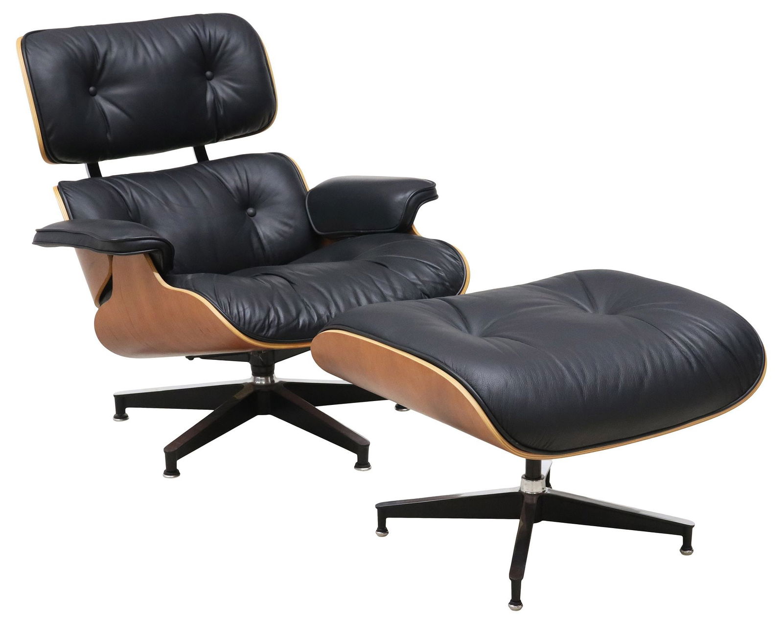 HERMAN MILLER EAMES BLACK LEATHER LOUNGE CHAIR & OTTOMAN (1 of 6)