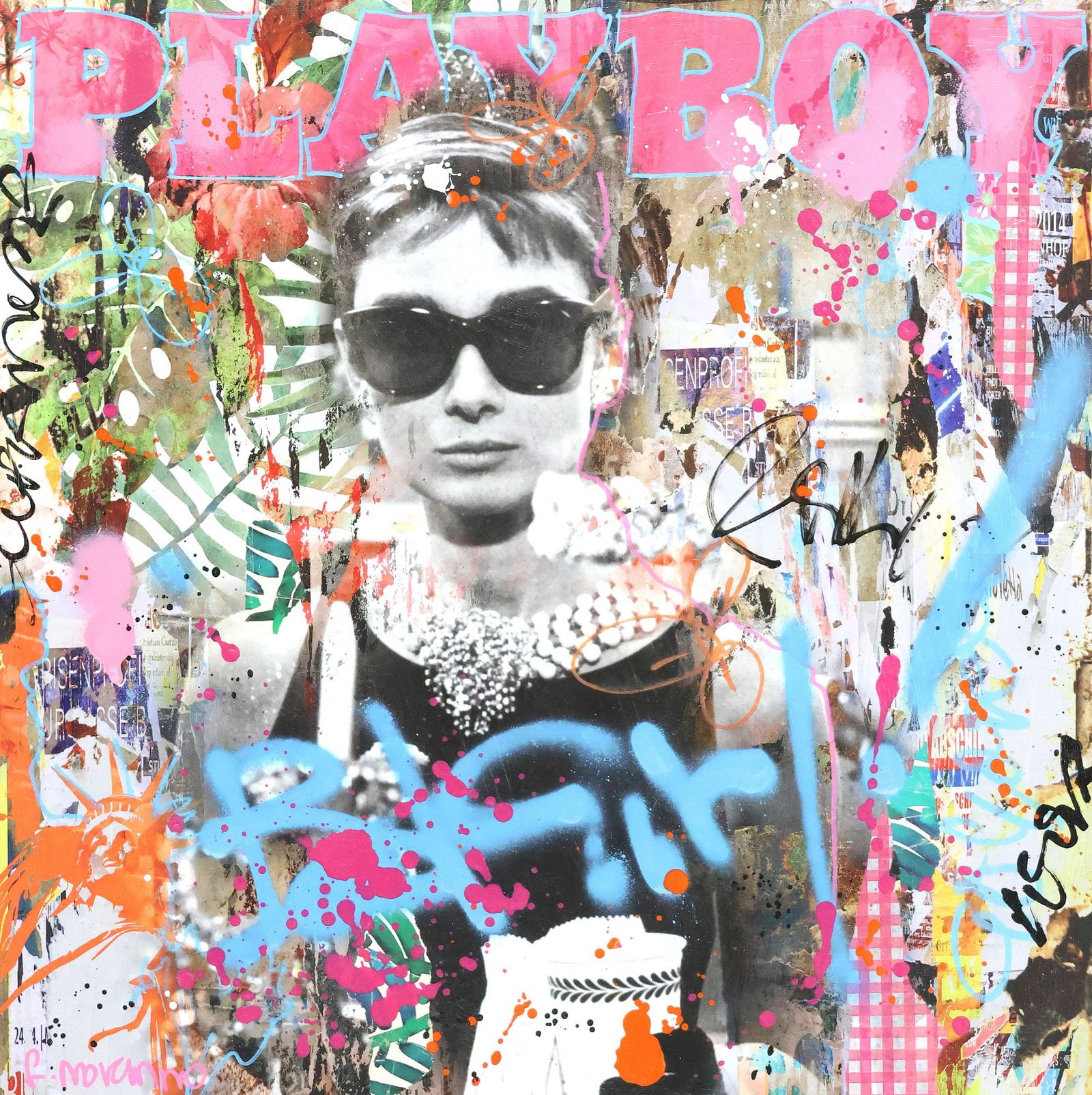 FABIEN NOVARINO (B.1963) POP ART COLLAGE AUDREY HEPBURN (1 of 5)