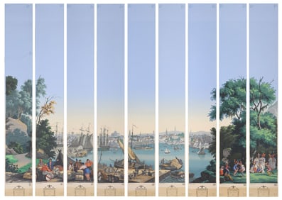 ZUBER SCENIC AMERICA BLOCK PRINTED WALLPAPER MURAL IN NINE LENGTHS