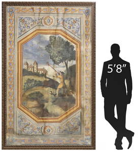 MONUMENTAL ITALIAN SCHOOL PAINTED ARCHITECTURAL WALL PANEL, 97"H