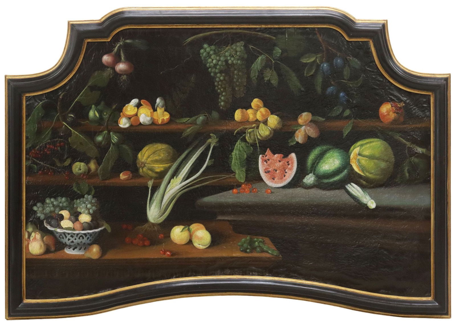 CONTINENTAL SCHOOL OVERDOOR PAINTING STILL LIFE WITH MELONS (1 of 2)