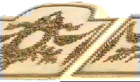 FRENCH LOUIS XVI PARCEL-GILT & PAINTED ARCHITECTURAL OVERDOOR PANEL