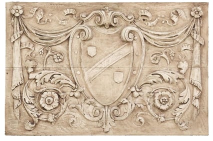 ARCHITECTURAL ARMORIAL RELIEF OVERDOOR PANEL, 24" X 36.5"