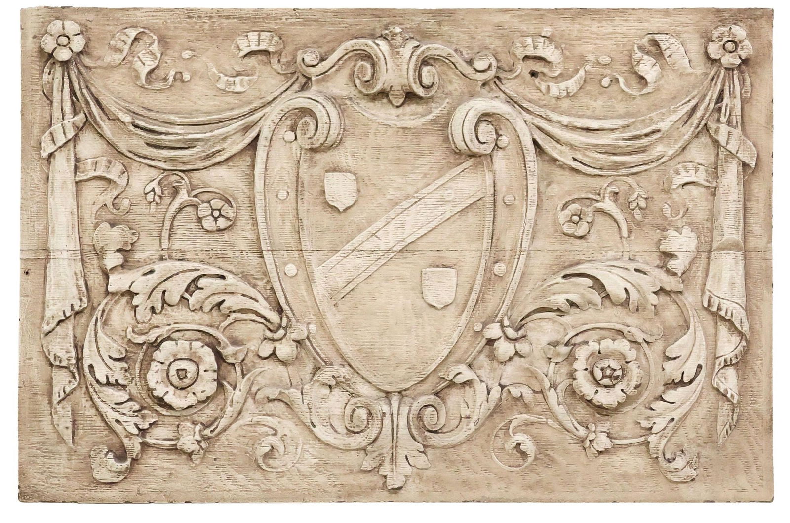 ARCHITECTURAL ARMORIAL RELIEF OVERDOOR PANEL, 24" X 36.5" (1 of 2)