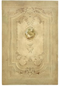 ROCOCO STYLE PAINTED CANVAS WALL PANEL, 48" X 32"