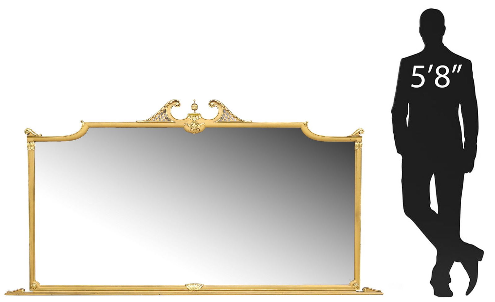 LARGE ITALIAN MID-CENTURY MODERN PARCEL GILT MIRROR, 47" X 90.5" (1 of 4)