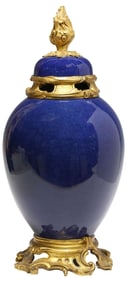 LOUIS XV STYLE ORMOLU-MOUNTED CHINESE POWDER BLUE PORCELAIN VASE