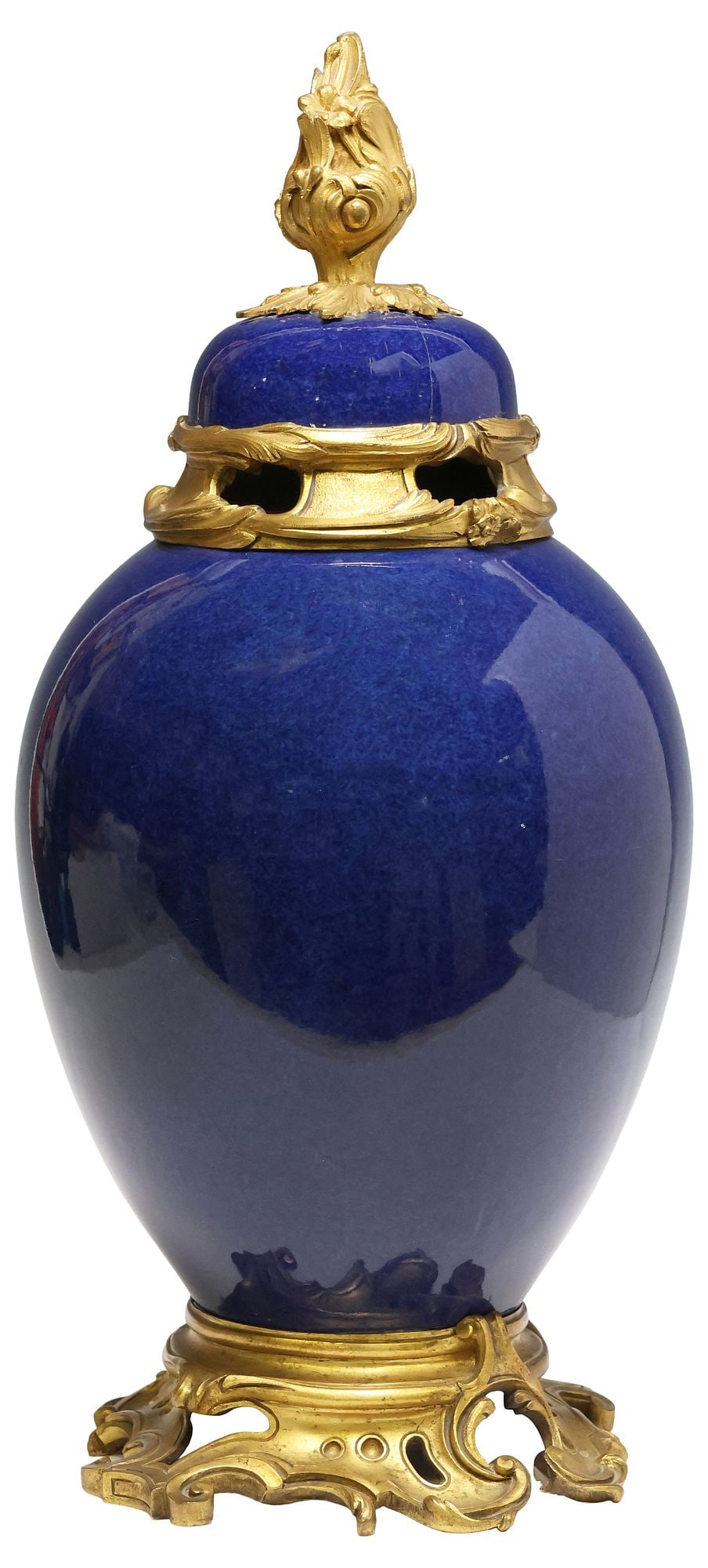 LOUIS XV STYLE ORMOLU-MOUNTED CHINESE POWDER BLUE PORCELAIN VASE (1 of 2)