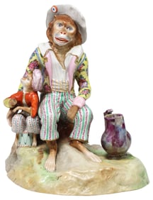 MEISSEN PORCELAIN 'SINGERIE' FIGURAL GROUP SPILL VASE