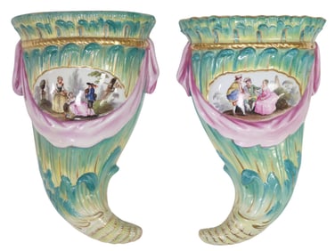 (2) MEISSEN ROCOCO STYLE PORCELAIN WALL BRACKETS