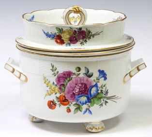 MEISSEN MARCOLINI-PERIOD PORCELAIN ICE PAIL, COVER & LINER