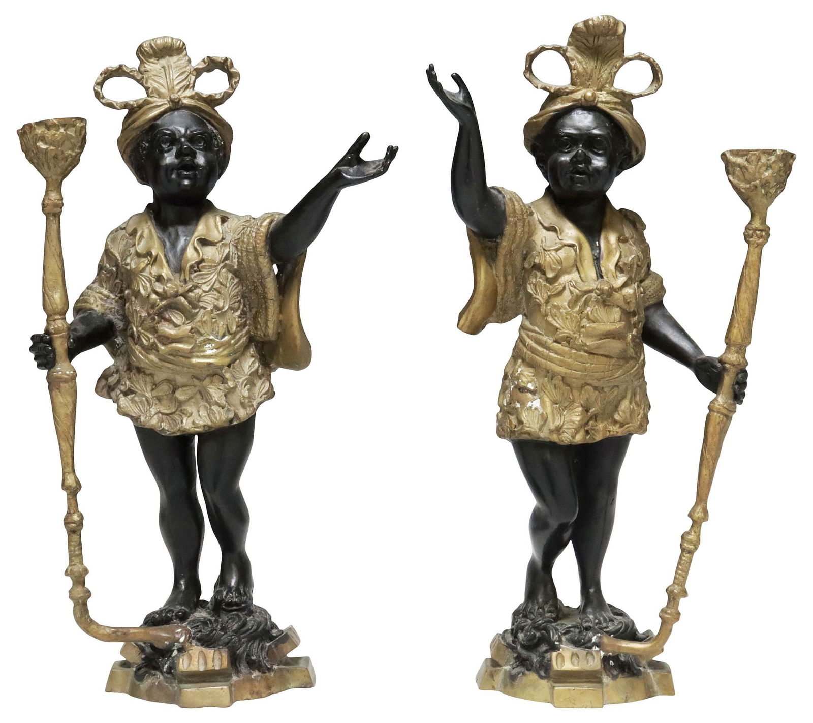 (2) PARCEL GILT PATINATED BRONZE FIGURAL CANDLE HOLDERS (1 of 5)