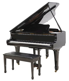 (2) WURLITZER MODEL G-452 EBONIZED BABY GRAND PIANO WITH BENCH
