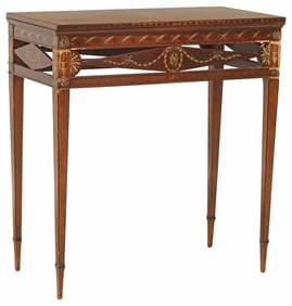 NEOCLASSICAL STYLE PAINTED BURLWOOD FLIP-TOP GAMES TABLE
