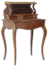 FRENCH NAPOLEON III ROSEWOOD MARQUETRY BONHEUR DU JOUR
